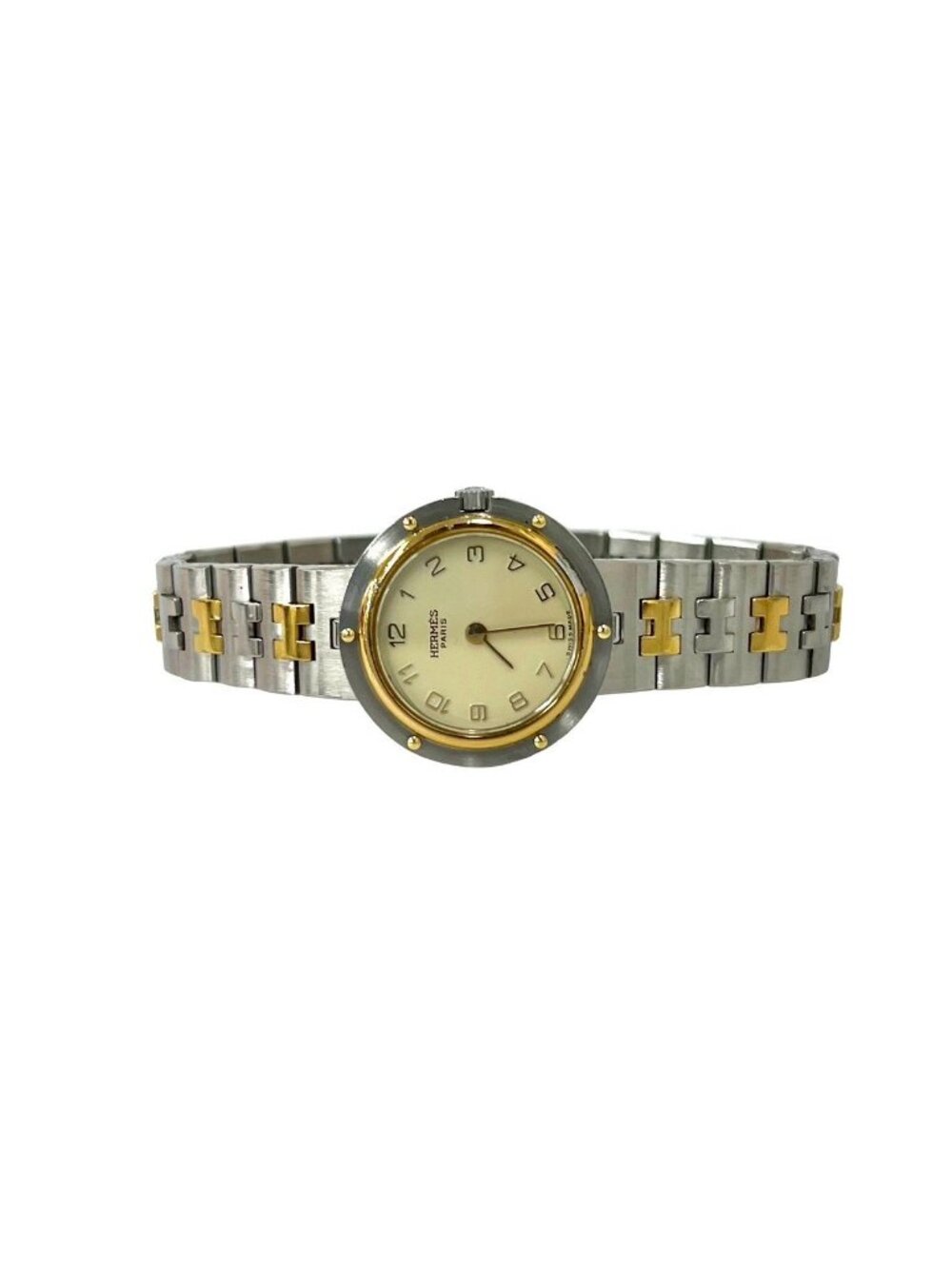 Hermes Vintage Clipper Stainless Steel Quartz Watch Silver Gold - Picture 8 of 10